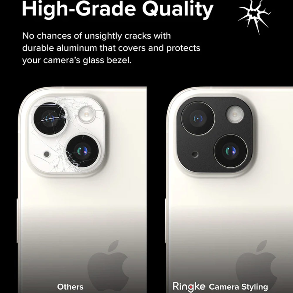 Picture of Apple iPhone 15 6.1  | Ringke Camera Styling Aluminum Bezel Cover for Apple iPhone 15 Plus 6.7 iPhone 15 6.1 (Black)