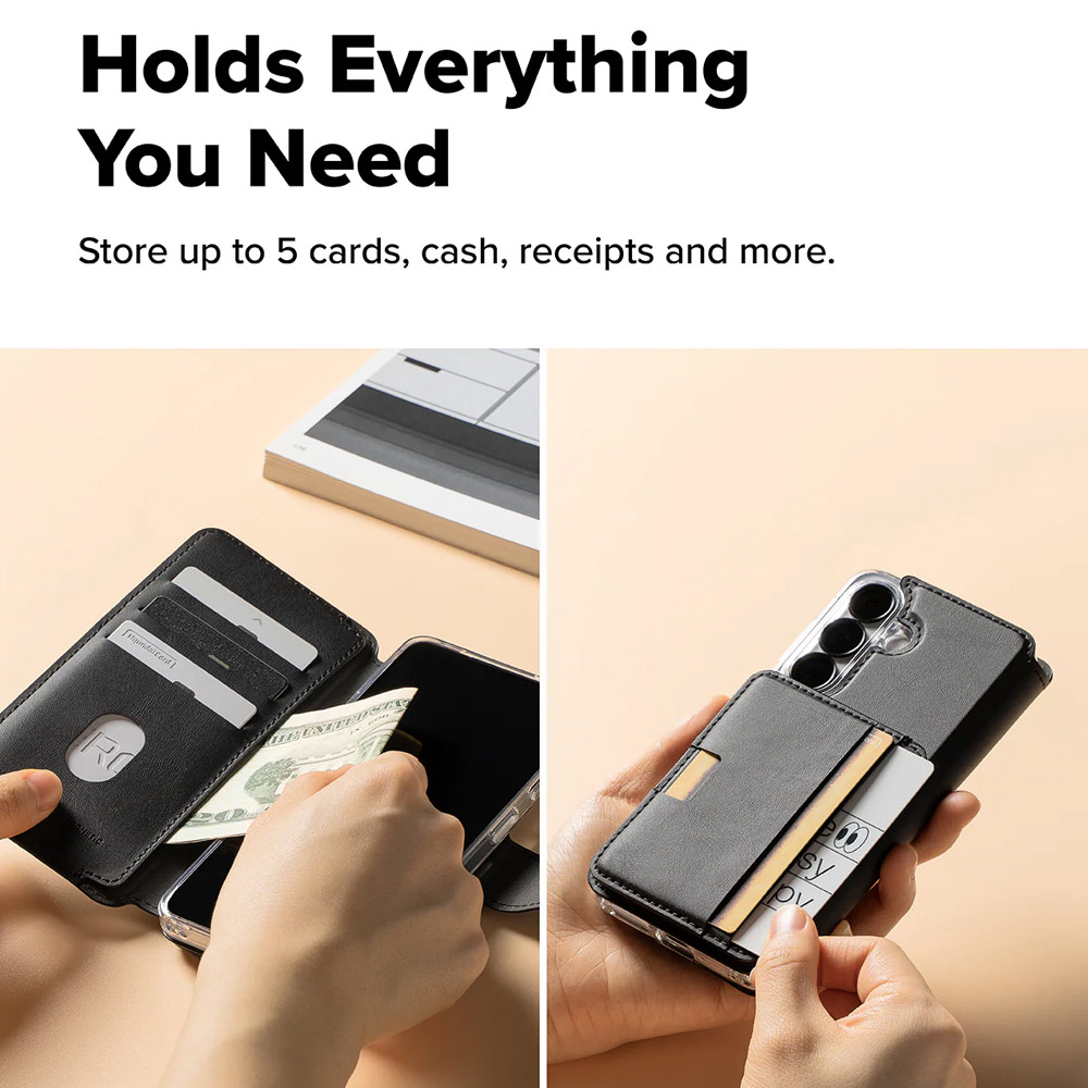 Picture of Samsung Galaxy S26  | Ringke Folio Grip Wallet Magnetic Flip Cover Card Holder for Samsung Galaxy S26 (Black)