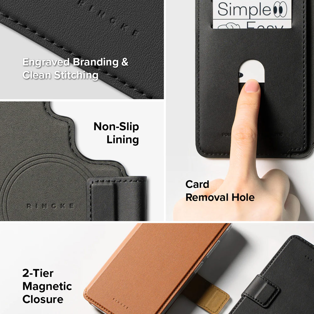 Picture of Samsung Galaxy S26 Ultra  | Ringke Folio Grip Wallet Magnetic Flip Cover Card Holder for Samsung Galaxy S26 Ultra (Black)