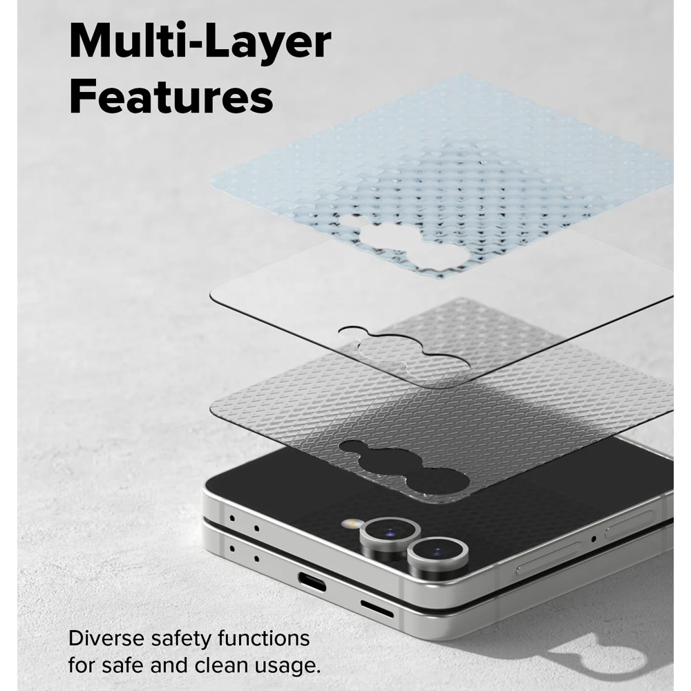 Picture of Samsung Galaxy Z Flip 7 Screen Protector | Ringke Screen Protector Cover Display Easy Slide Tempered Glass for Samsung Galaxy Z Flip 7 (2pcs Pack)