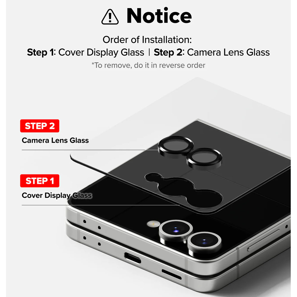 Picture of Samsung Galaxy Z Flip 7 Screen Protector | Ringke Screen Protector Cover Display Easy Slide Tempered Glass for Samsung Galaxy Z Flip 7 (2pcs Pack)