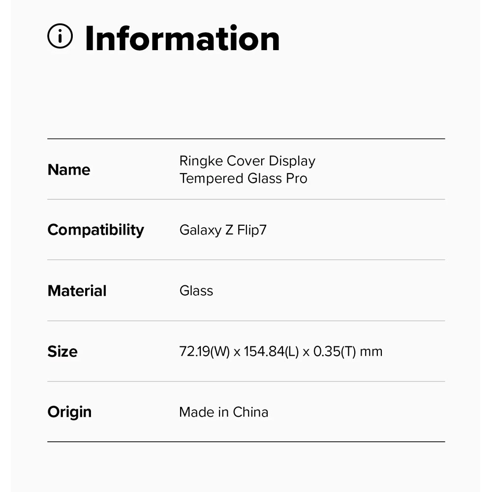 Picture of Samsung Galaxy Z Flip 7 Screen Protector | Ringke Screen Protector Cover Display Easy Slide Tempered Glass for Samsung Galaxy Z Flip 7 (2pcs Pack)