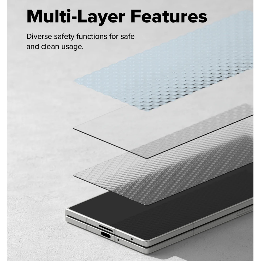 Picture of Samsung Galaxy Z Fold 7 Screen Protector | Ringke Screen Protector Cover Display Easy Slide Tempered Glass for Samsung Galaxy Z Fold 7 (2pcs Pack)