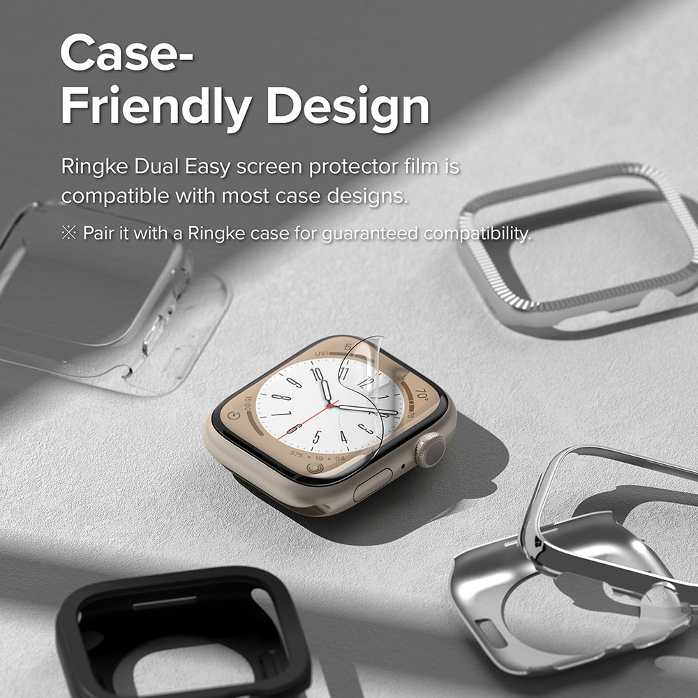 Picture of Apple Watch 44mm Screen Protector | Ringke Dual Easy Film High Quality EPU Self Healing Anti Finger Print Soft Screen Protector for Apple Watch 44mm 45mm (Clear) 3pcs