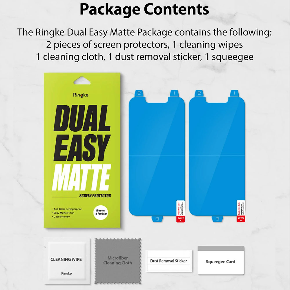 Picture of Apple iPhone 13 Pro Max 6.7 Screen Protector | Ringke Dual Easy Film Matte Screen Protector for Apple iPhone 13 Pro Max 6.7 (Matte 2pcs)