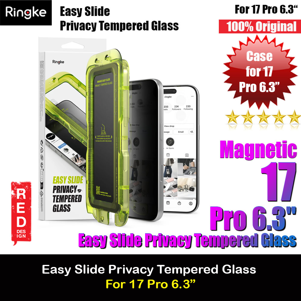 Picture of Ringke Easy Slide Privacy Tempered Glass Screen Protector for iPhone 17 Pro 6.3  (Privacy) 2pcs Apple iPhone 17 Pro 6.3- Apple iPhone 17 Pro 6.3 Cases, Apple iPhone 17 Pro 6.3 Covers, iPad Cases and a wide selection of Apple iPhone 17 Pro 6.3 Accessories in Malaysia, Sabah, Sarawak and Singapore 
