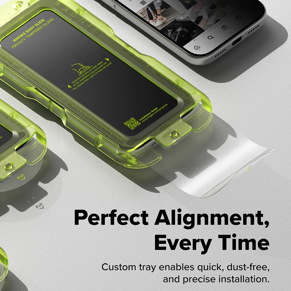 Picture of Apple iPhone 17 Pro 6.3 Screen Protector | Ringke Easy Slide Privacy Tempered Glass Screen Protector for iPhone 17 Pro 6.3  (Privacy) 2pcs