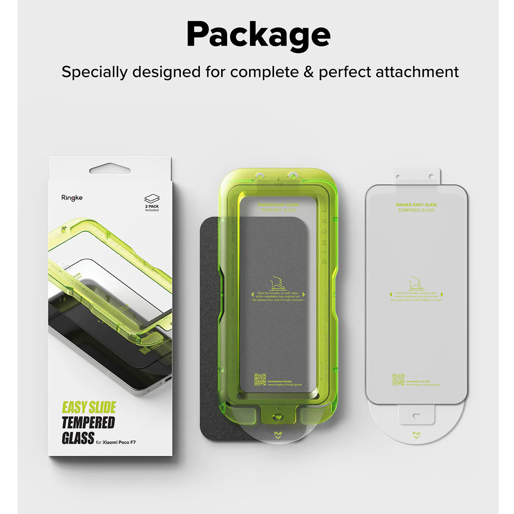 Picture of Xiaomi Poco F7 Screen Protector | Ringke Easy Slide Tempered Glass Screen Protector for Xiaomi Poco F7 (Clear) 2pcs