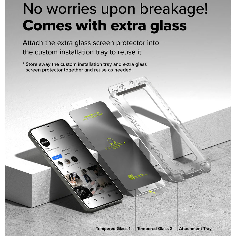 Picture of Samsung Galaxy S25 Plus Screen Protector | Ringke Easy Slide Tempered Glass Screen Protector for Samsung Galaxy S25 Plus(Privacy Anti Peep) 2pcs