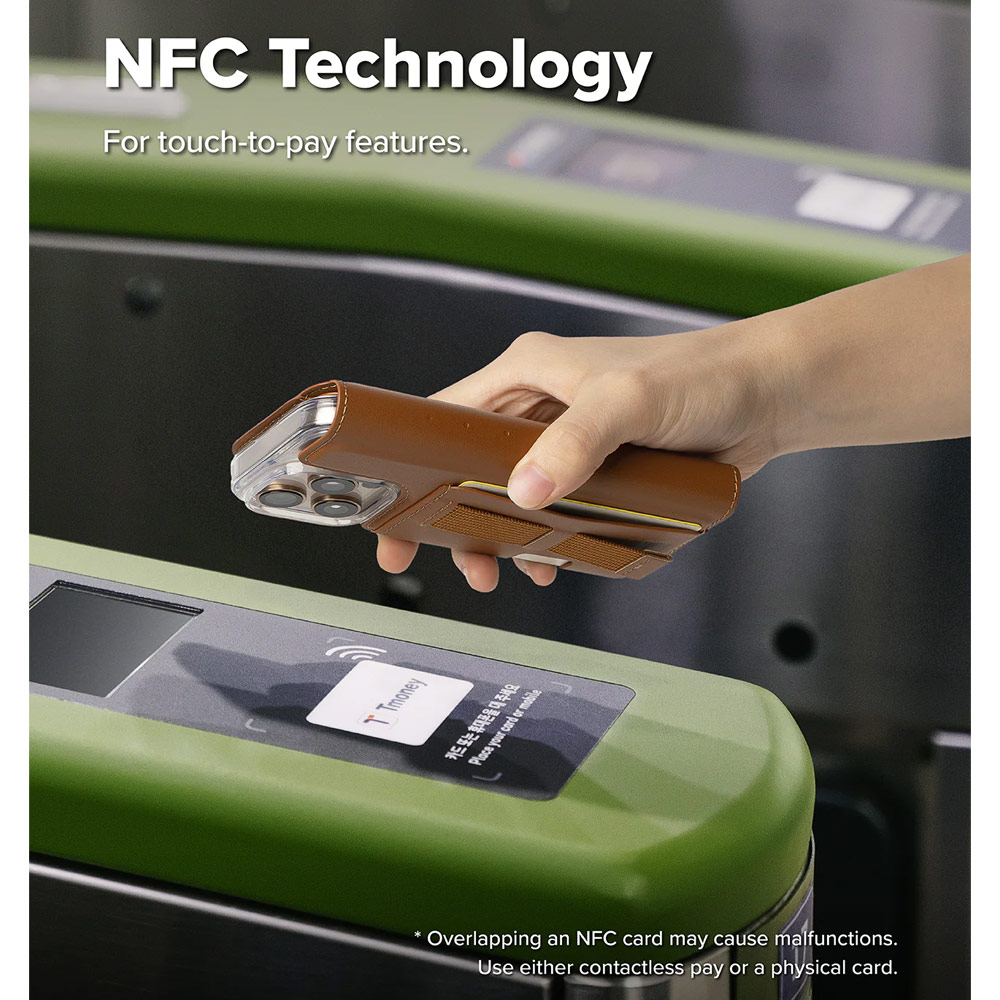 Picture of Apple iPhone 15 6.1  | Ringke Folio Grip Wallet Magnetic Flip Cover Card Holder for iPhone 16 Pro iPhone 16  (Brown)