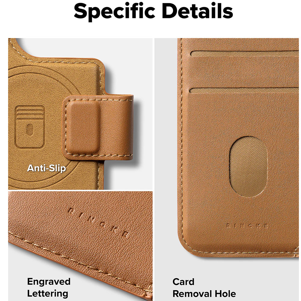 Picture of Apple iPhone 15 6.1  | Ringke Folio Grip Wallet Magnetic Flip Cover Card Holder for iPhone 16 Pro iPhone 16  (Brown)