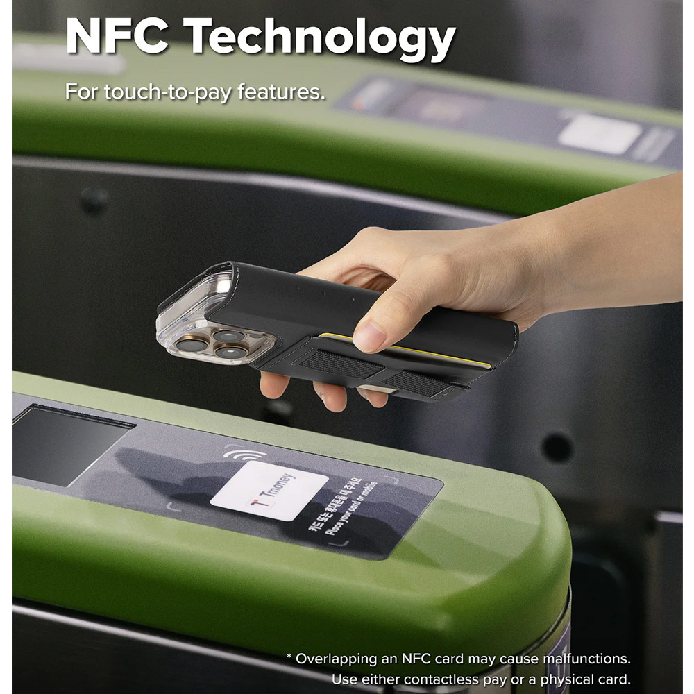 Picture of Apple iPhone 15 6.1  | Ringke Folio Grip Wallet Magnetic Flip Cover Card Holder for iPhone 16 Pro iPhone 16  (Black)