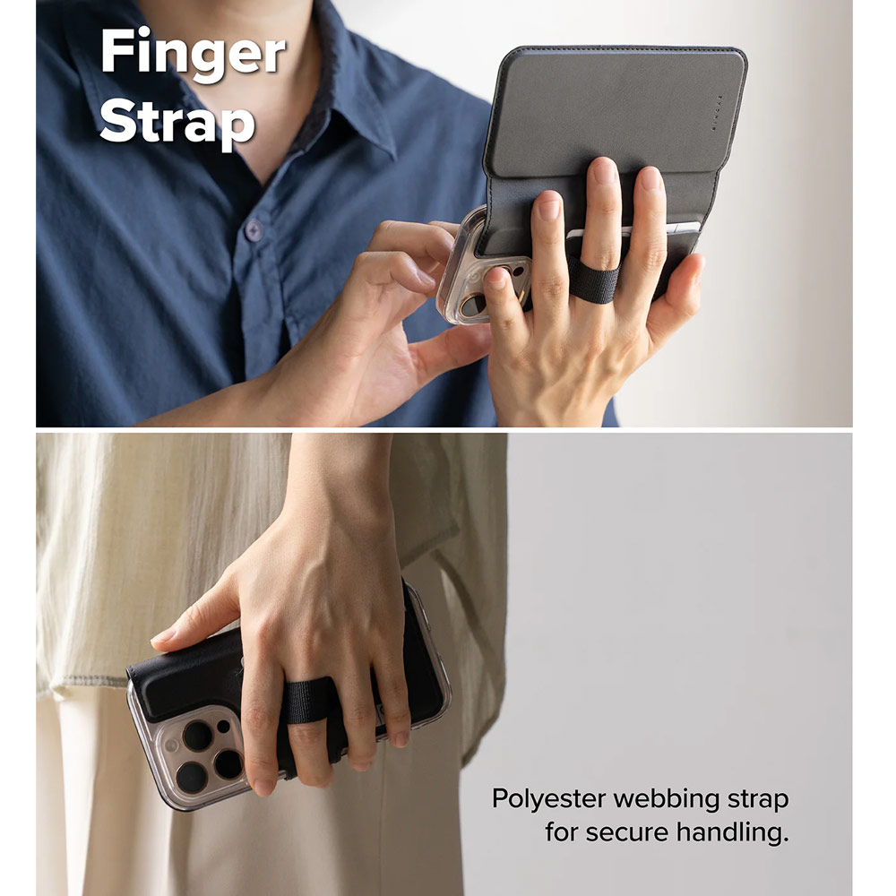 Picture of Apple iPhone 15 Plus 6.7  | Ringke Folio Grip Wallet Magnetic Flip Cover Card Holder for iPhone 16 Pro Max iPhone 16 Plus (Black)