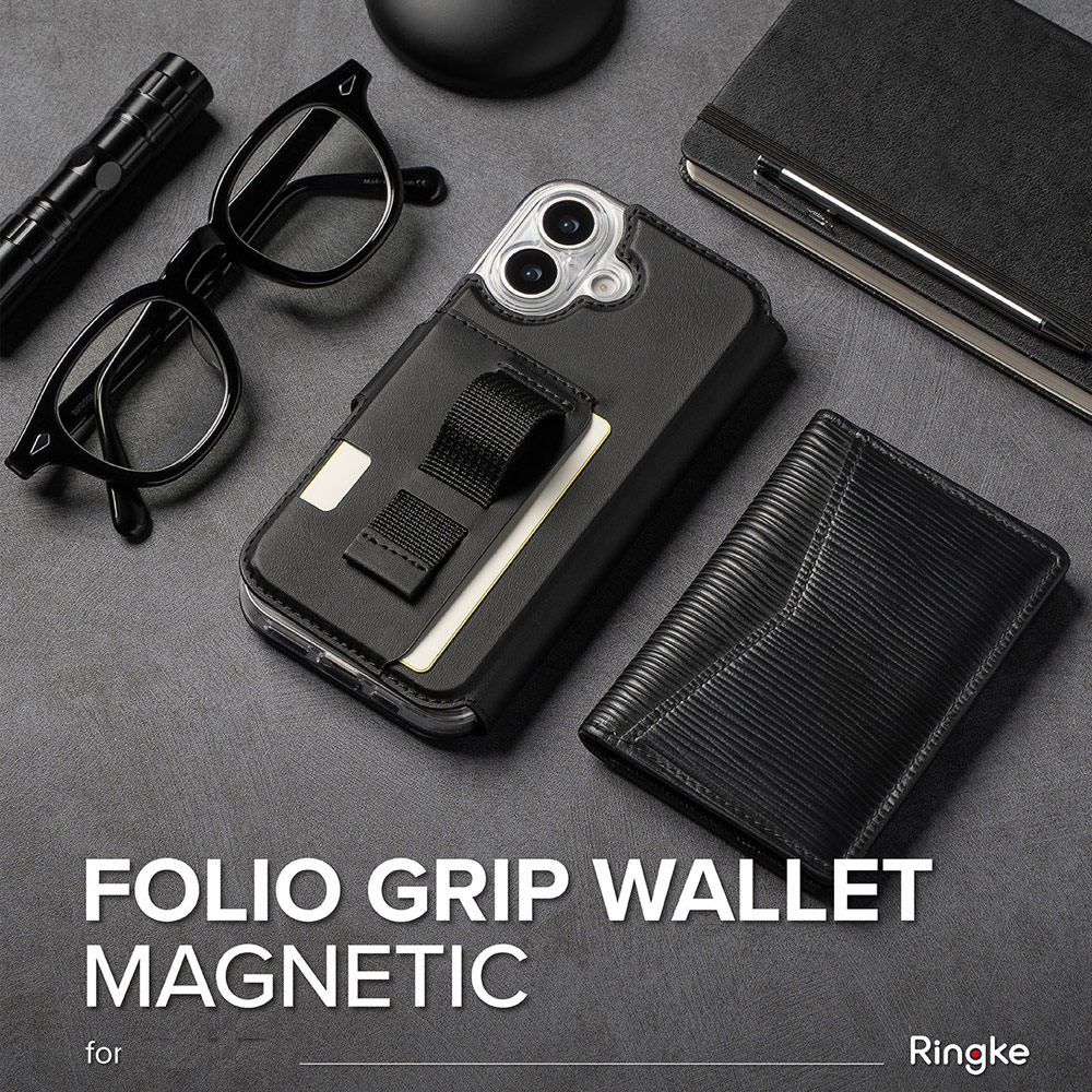 Picture of Apple iPhone 17 6.3 | Ringke Folio Grip Wallet Magnetic Storage capacity of 3 card slots and a large hidden pocket for iPhone 17 6.3 (Black)
