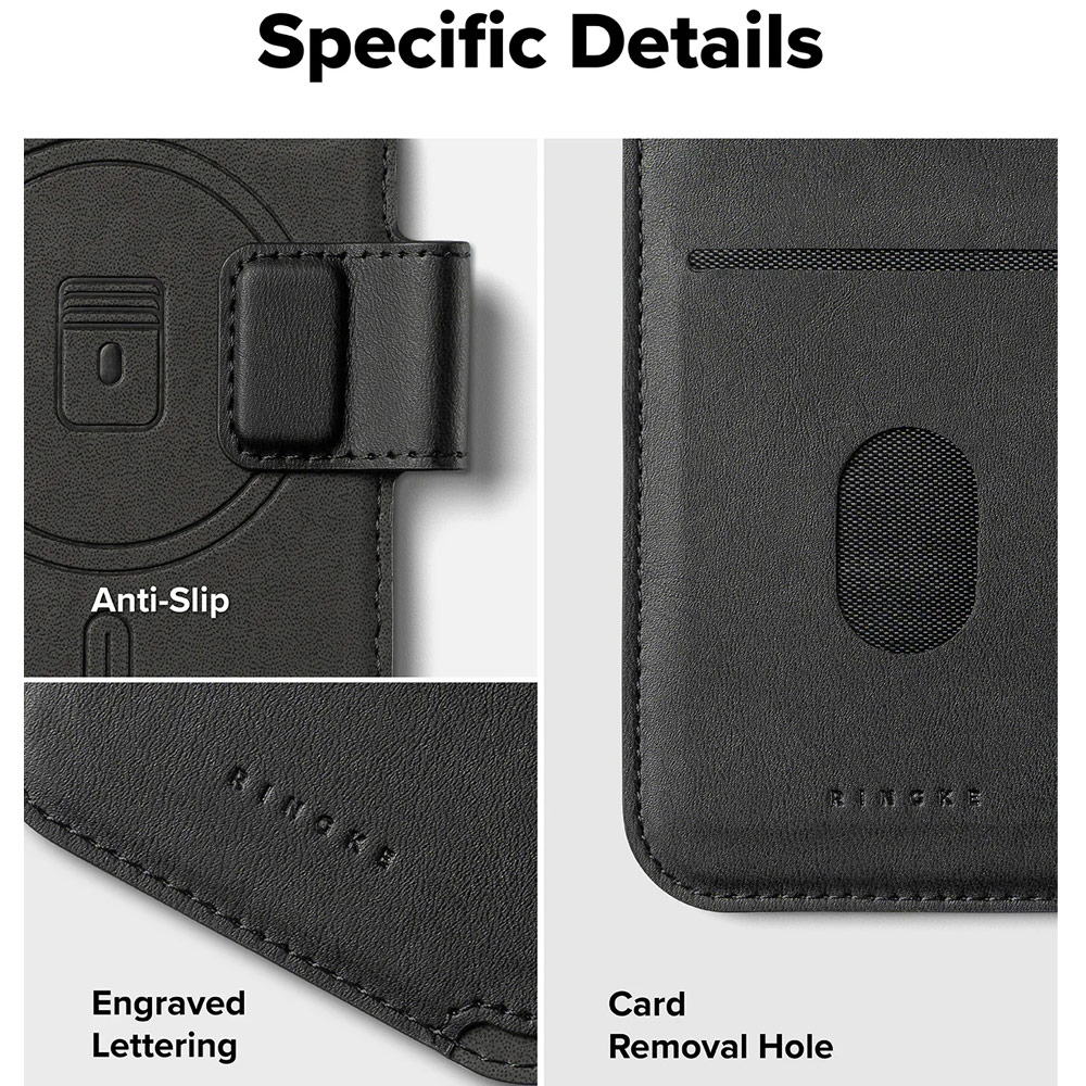 Picture of Apple iPhone 17 6.3 | Ringke Folio Grip Wallet Magnetic Storage capacity of 3 card slots and a large hidden pocket for iPhone 17 6.3 (Black)