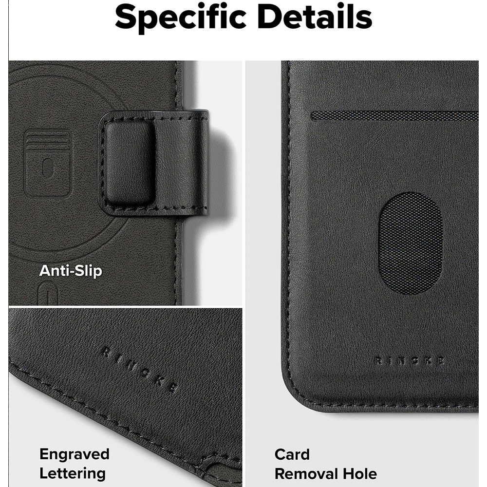 Picture of Apple iPhone Air 6.5  | Ringke Folio Grip Wallet Magnetic Storage capacity of 3 card slots and a large hidden pocket for iPhone 17 Air 6.5 (Black)