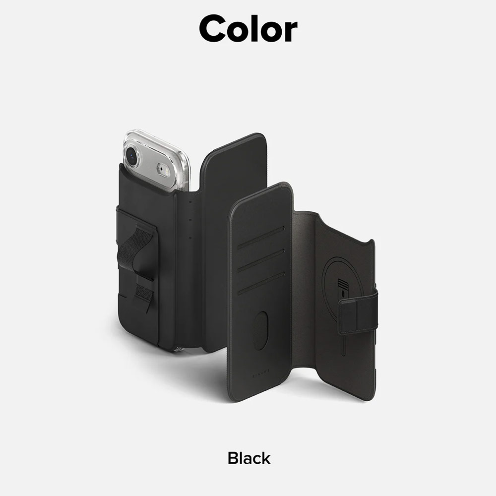 Picture of Apple iPhone Air 6.5  | Ringke Folio Grip Wallet Magnetic Storage capacity of 3 card slots and a large hidden pocket for iPhone 17 Air 6.5 (Black)