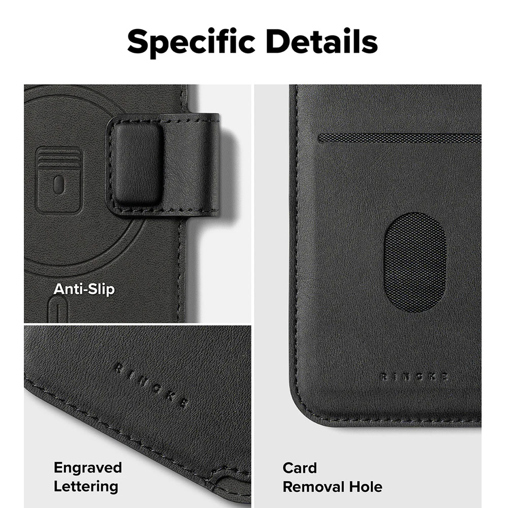 Picture of Apple iPhone 17 Pro 6.3  | Ringke Folio Grip Wallet Magnetic Storage capacity of 3 card slots and a large hidden pocket for iPhone 17 Pro 6.3 (Black)