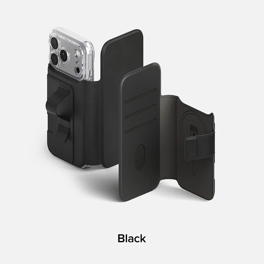 Picture of Apple iPhone 17 Pro 6.3  | Ringke Folio Grip Wallet Magnetic Storage capacity of 3 card slots and a large hidden pocket for iPhone 17 Pro 6.3 (Black)