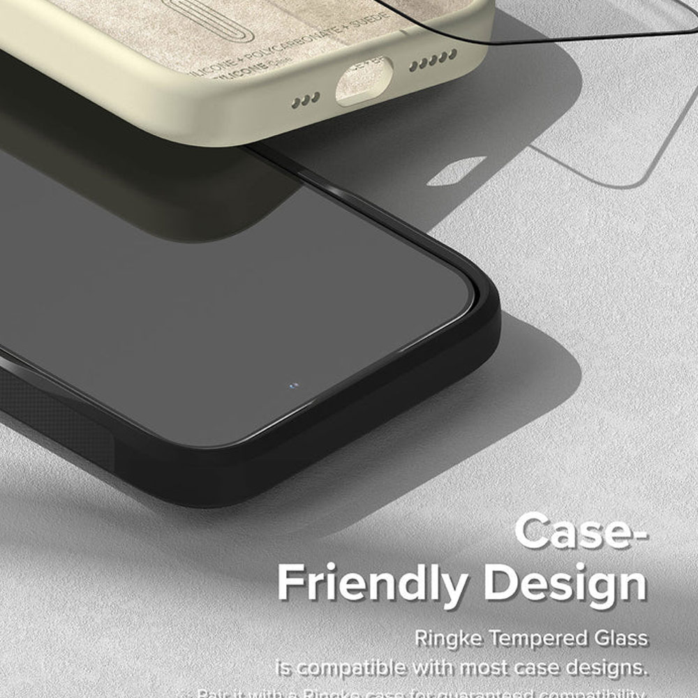 Picture of Apple iPhone 15 6.1 Screen Protector | Ringke Tempered Glass Full Cover Glass Screen Protector with Installation Jig Helper for iPhone 15 6.1 (Black)