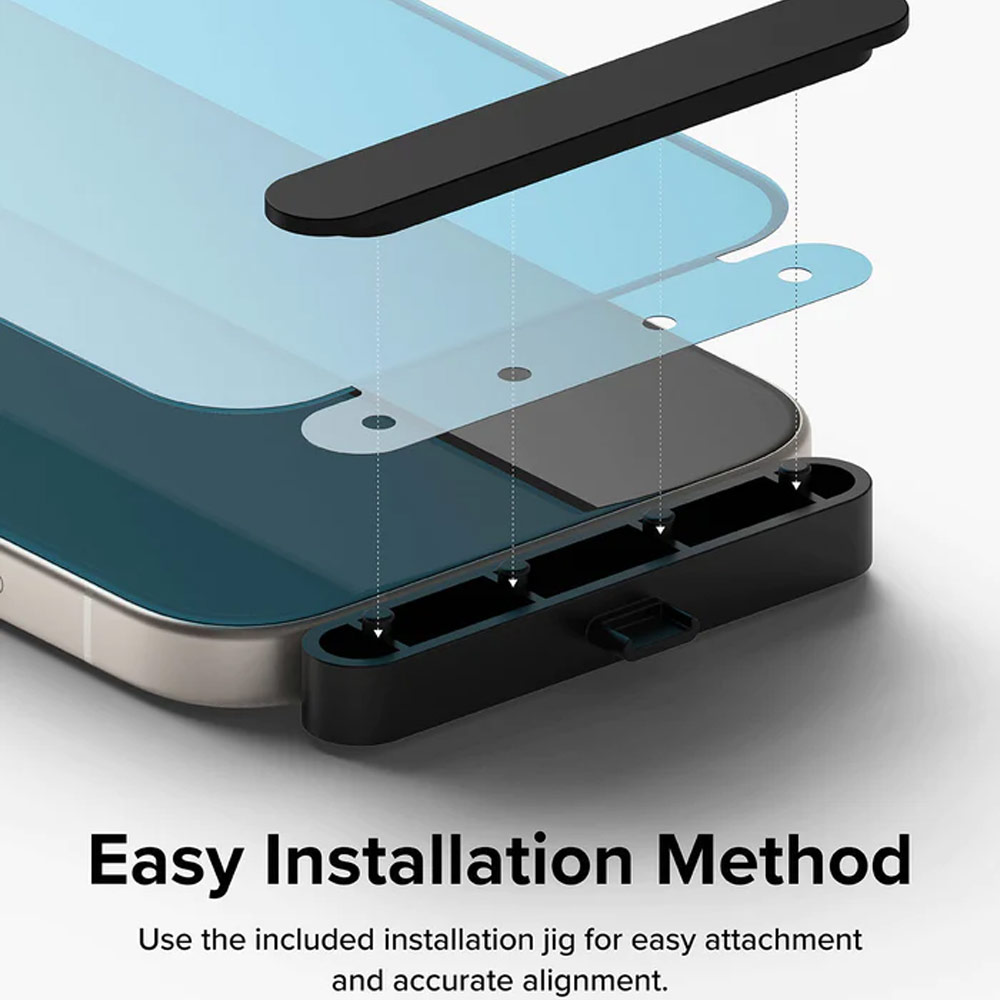 Picture of Apple iPhone 15 6.1 Screen Protector | Ringke Tempered Glass Full Cover Glass Screen Protector with Installation Jig Helper for iPhone 15 6.1 (Black)