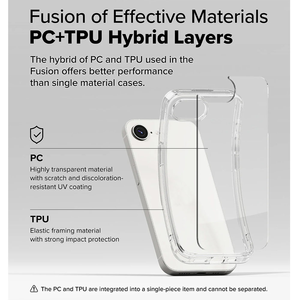 Picture of Apple iPhone 16e Case | Ringke Fusion Transparent Hybrid Protection Case for iPhone 16e (Clear)