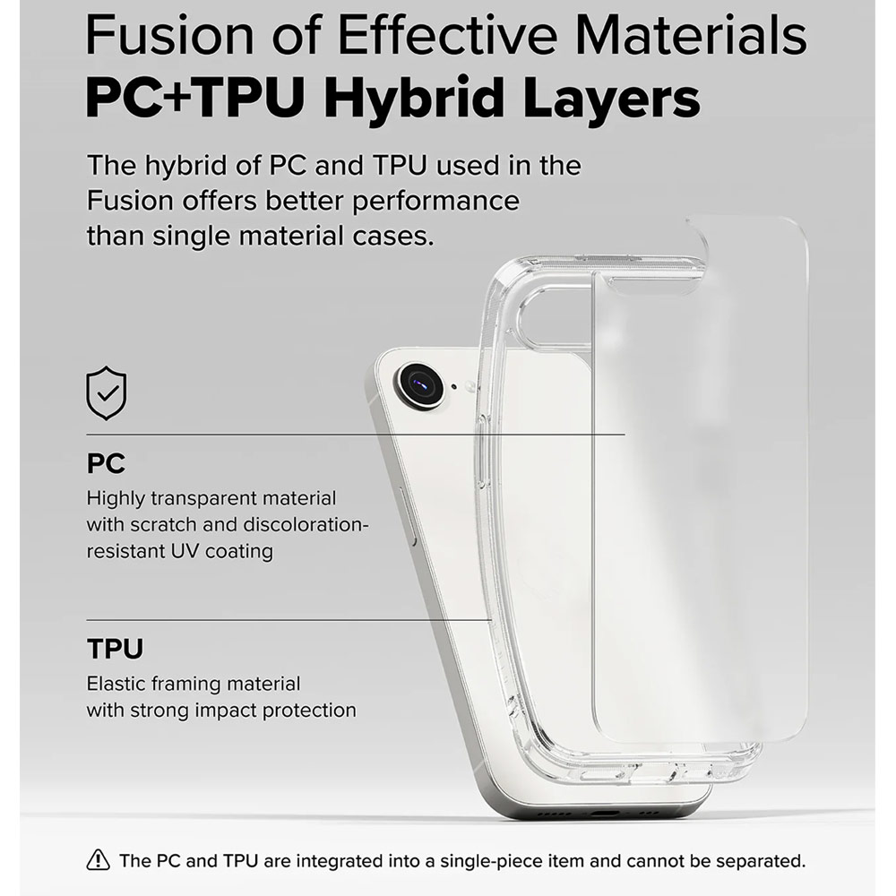 Picture of Apple iPhone 16e Case | Ringke Fusion Transparent Hybrid Protection Case for iPhone 16e (Matte)