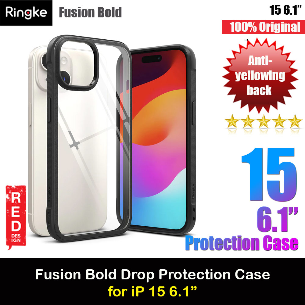 Picture of Ringke Fusion Bold Anti Yellow Back Plate Drop Protection Case for Apple iPhone 15 6.1 (Black) Apple iPhone 15 6.1- Apple iPhone 15 6.1 Cases, Apple iPhone 15 6.1 Covers, iPad Cases and a wide selection of Apple iPhone 15 6.1 Accessories in Malaysia, Sabah, Sarawak and Singapore 
