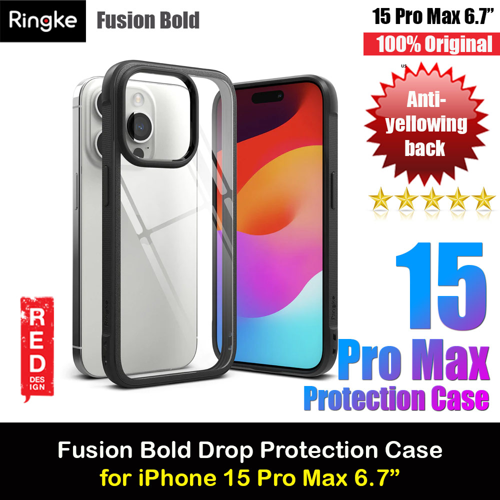 Picture of Ringke Fusion Bold Anti Yellow Back Plate Drop Protection Case for Apple iPhone 15 Pro Max 6.7 (Black) Apple iPhone 15 Pro Max 6.7- Apple iPhone 15 Pro Max 6.7 Cases, Apple iPhone 15 Pro Max 6.7 Covers, iPad Cases and a wide selection of Apple iPhone 15 Pro Max 6.7 Accessories in Malaysia, Sabah, Sarawak and Singapore 