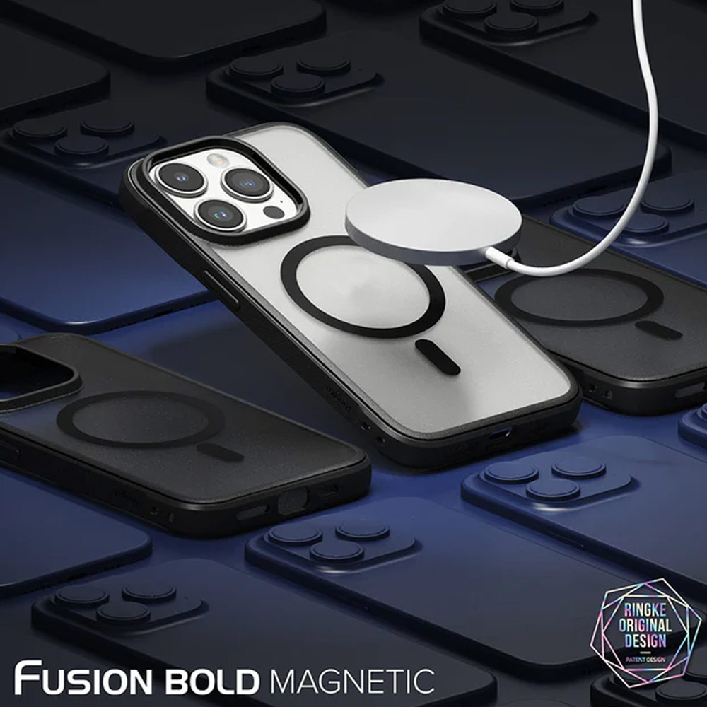 Picture of Apple iPhone 15 Pro 6.1 Case | Ringke Fusion Bold Magnetic Anti Yellow Back Plate Drop Protection Case for iPhone 15 Pro 6.1 (Matte Black)