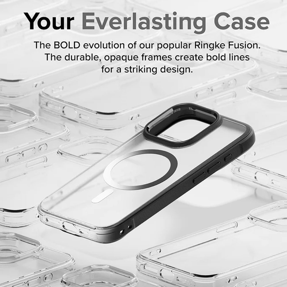 Picture of Apple iPhone 15 Pro 6.1 Case | Ringke Fusion Bold Magnetic Anti Yellow Back Plate Drop Protection Case for iPhone 15 Pro 6.1 (Matte Black)