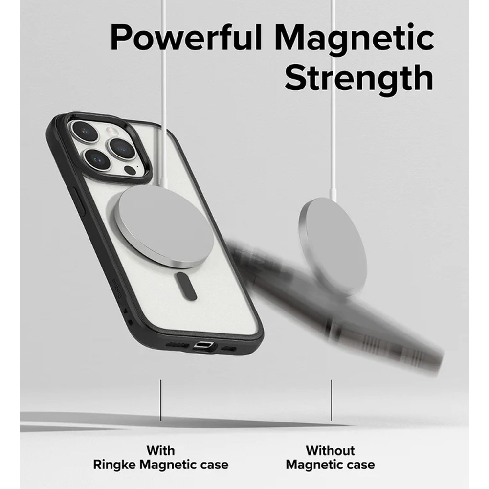 Picture of Apple iPhone 15 Pro 6.1 Case | Ringke Fusion Bold Magnetic Anti Yellow Back Plate Drop Protection Case for iPhone 15 Pro 6.1 (Matte Black)