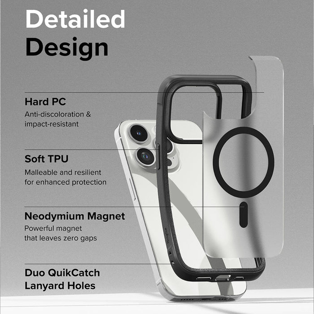 Picture of Apple iPhone 15 Pro 6.1 Case | Ringke Fusion Bold Magnetic Anti Yellow Back Plate Drop Protection Case for iPhone 15 Pro 6.1 (Matte Black)