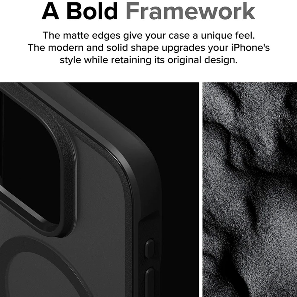 Picture of Apple iPhone 15 Pro 6.1 Case | Ringke Fusion Bold Magnetic Anti Yellow Back Plate Drop Protection Case for iPhone 15 Pro 6.1 (Matte Black)