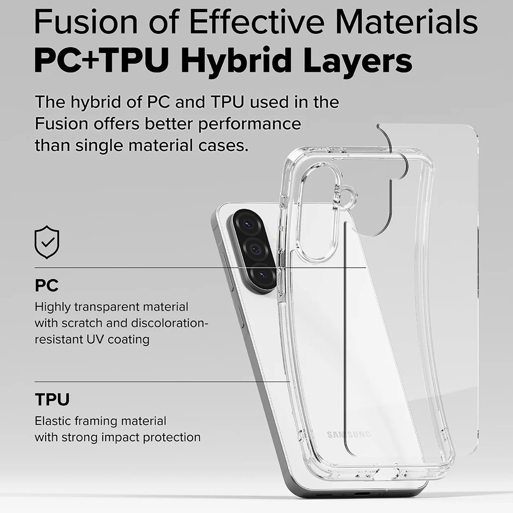 Picture of Samsung Galaxy A36 Case | Ringke Fusion Transparent Hybrid Protection Case for Samsung Galaxy A36 A56 (Clear)