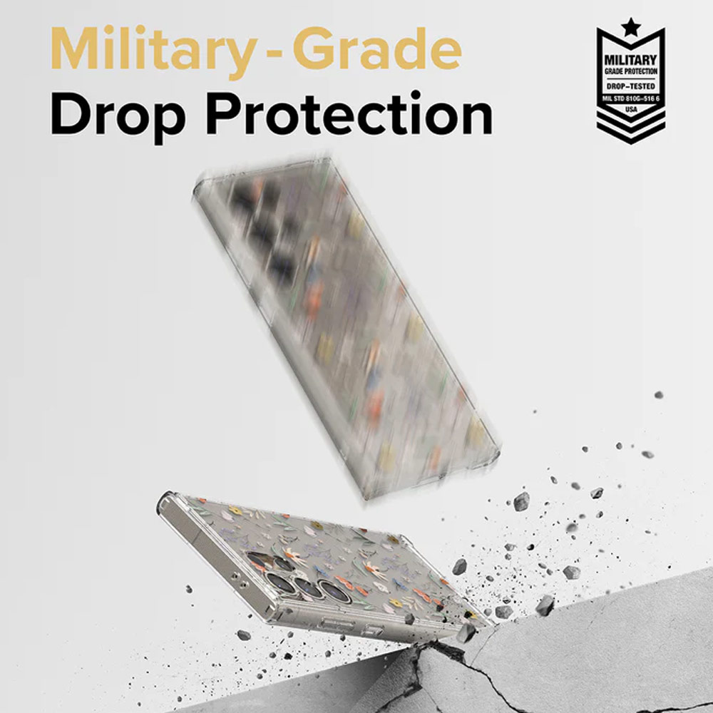 Picture of Samsung Galaxy S24 Ultra Case | Ringke Fusion Design Drop Protection Case for Samsung Galaxy S24 Ultra 6.8 (Dry Flowers)