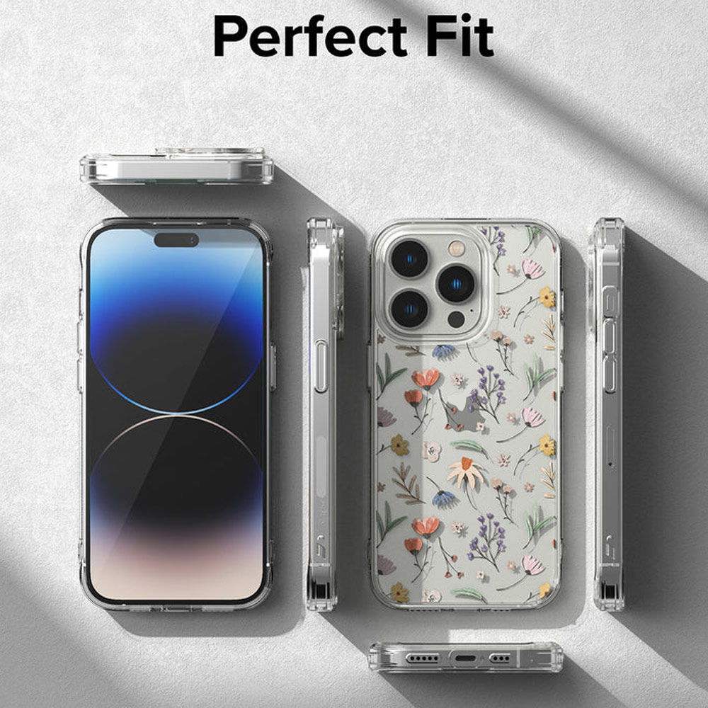 Picture of Apple iPhone 14 6.1 Case | Ringke Fusion Design Female Modern Women Girl Trendy Design Slim Drop Protection Case for iPhone 14 6.1 (Dry Flowers)