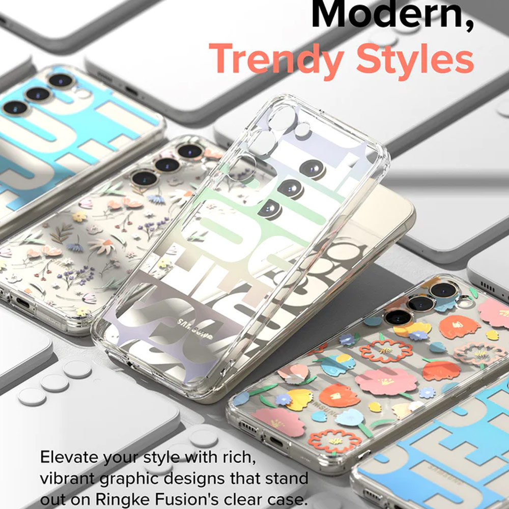 Picture of Samsung Galaxy S23 Case | Ringke Fusion Design Transparent Protection Case for Samsung Galaxy S23 Plus (Dry Flowers)