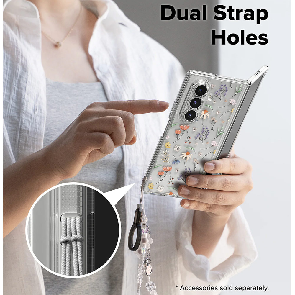 Picture of Samsung Galaxy Z Fold 7 Case | Ringke Fusion Design Protection Case with Strap Hole for Samsung Galaxy Z Fold 7 (Dry Flower)