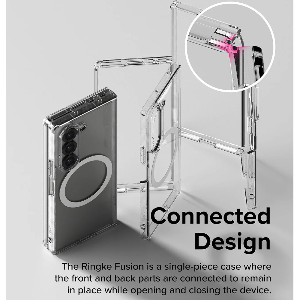 Picture of Samsung Galaxy Z Fold 6 Case | Ringke Fusion Magnetic Protection Case with Strap Hole for Samsung Galaxy Z Fold 6 (Clear)