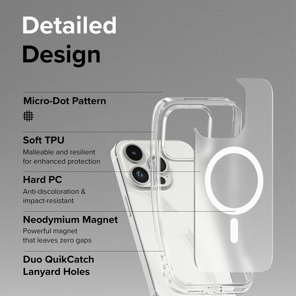 Picture of Apple iPhone 15 Pro 6.1 Case | Ringke Fusion Magnetic Matte Slim Drop Protection Case Magsafe Compatible for Apple iPhone 15 Pro 6.1 (Matte Clear)