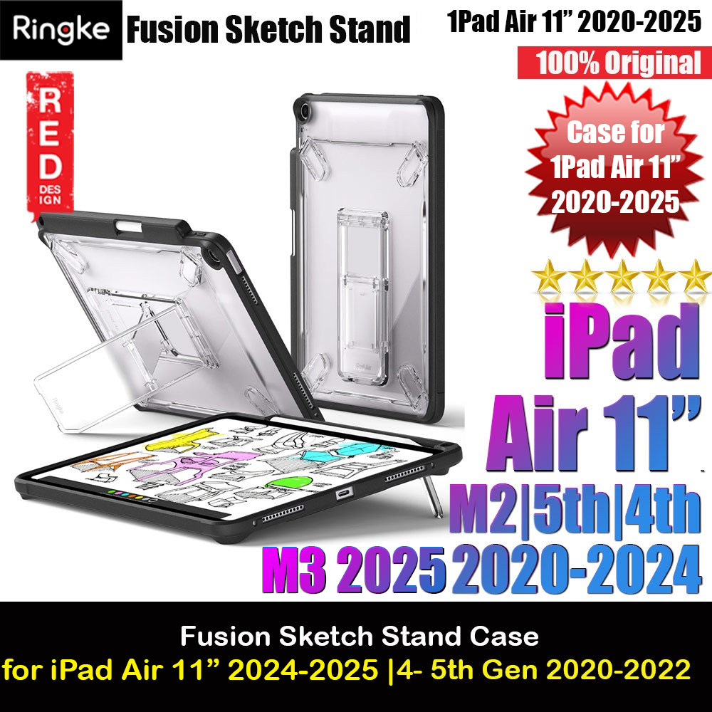 Picture of Ringke Fusion Sketch Stand Case Horizontal Vertical Multi Angle Stand Back Drop Protection Case for iPad Air 11" M2 6th Gen 4th Gen 5th Gen 2020  2022 2024 M3 2025 (Black) Apple iPad Air 11 M3 2025- Apple iPad Air 11 M3 2025 Cases, Apple iPad Air 11 M3 2025 Covers, iPad Cases and a wide selection of Apple iPad Air 11 M3 2025 Accessories in Malaysia, Sabah, Sarawak and Singapore 