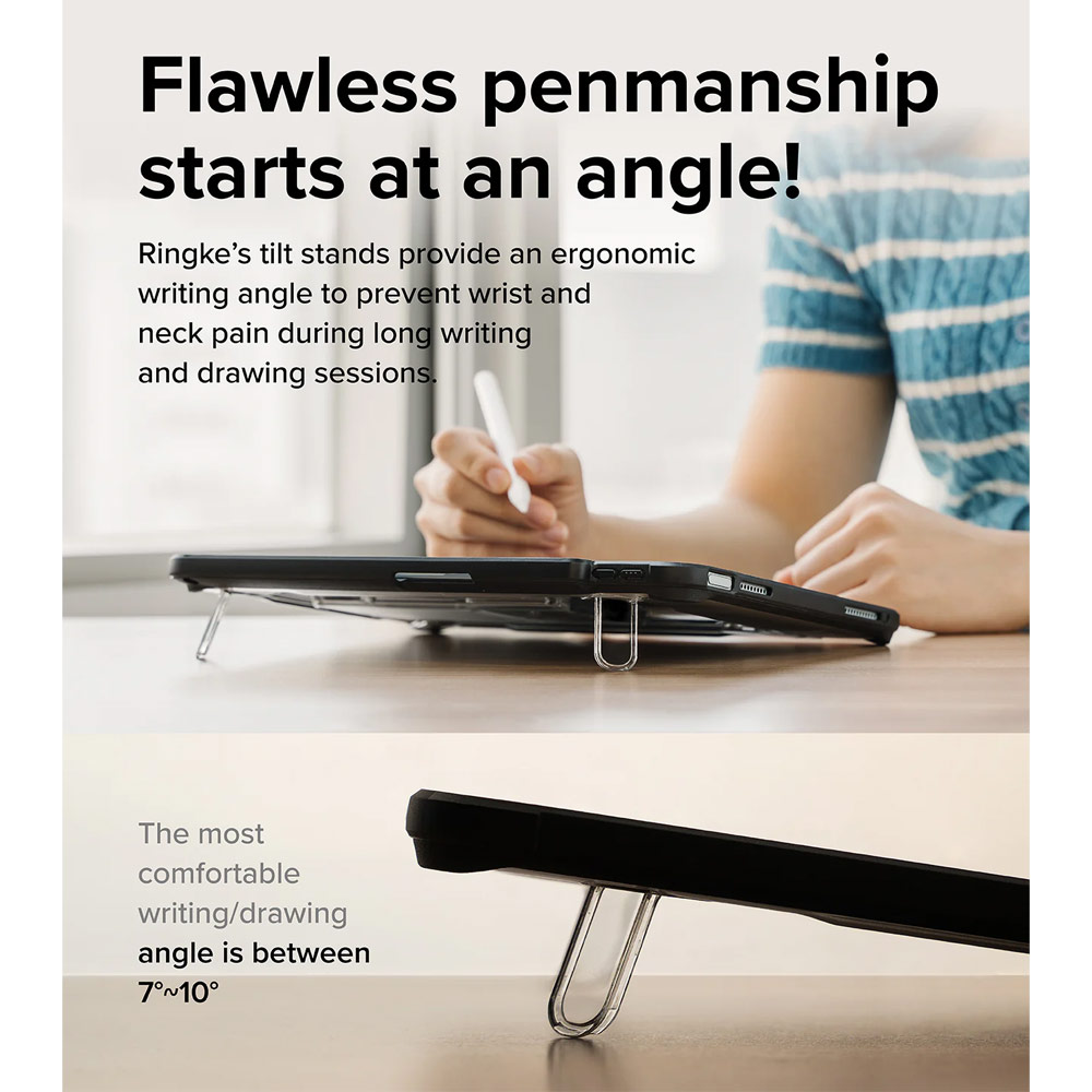 Picture of Apple iPad Air 11 M3 2025 Case | Ringke Fusion Sketch Stand Case Horizontal Vertical Multi Angle Stand Back Drop Protection Case for iPad Air 11" M2 6th Gen 4th Gen 5th Gen 2020  2022 2024 M3 2025 (Black)