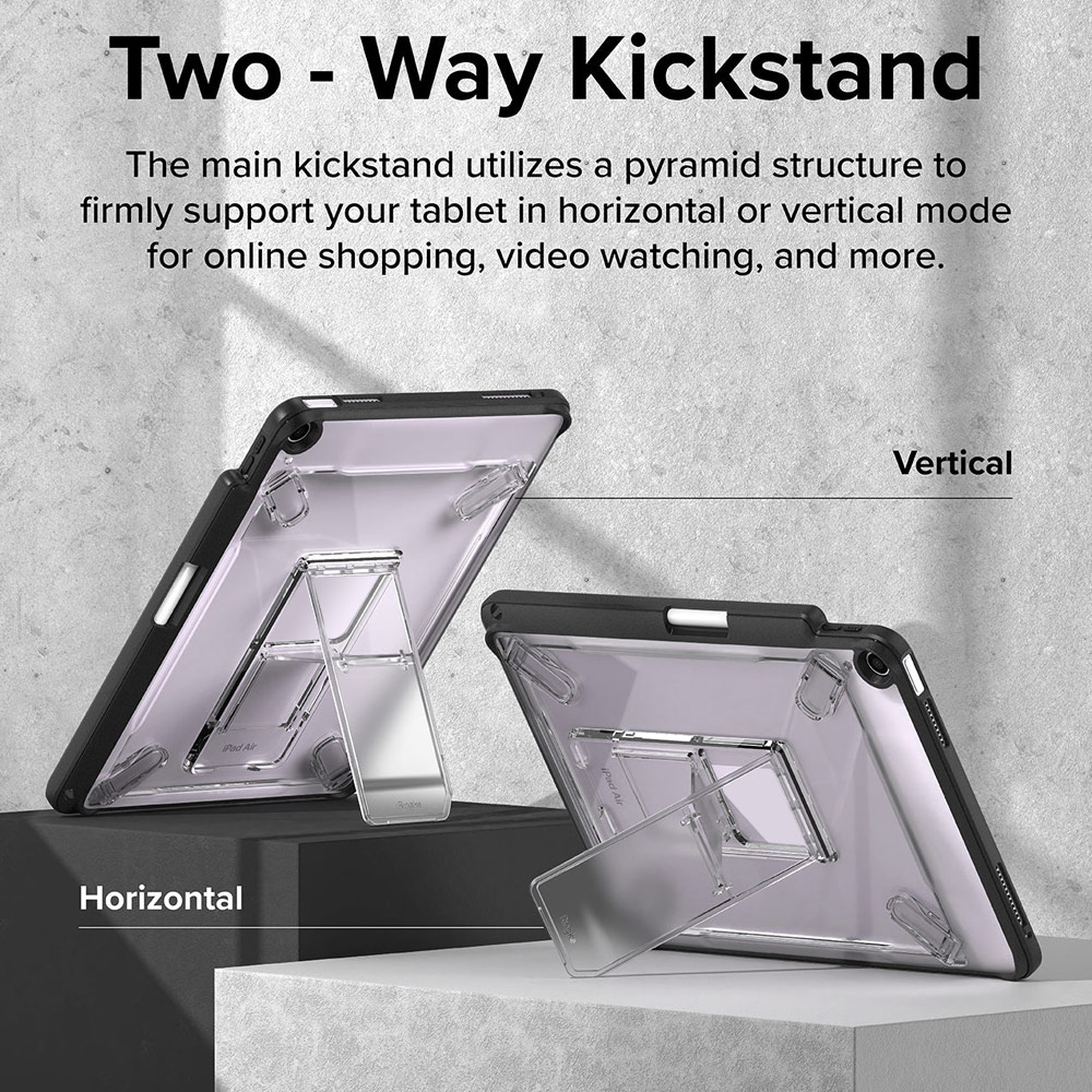 Picture of Apple iPad Air 11 M3 2025 Case | Ringke Fusion Sketch Stand Case Horizontal Vertical Multi Angle Stand Back Drop Protection Case for iPad Air 11" M2 6th Gen 4th Gen 5th Gen 2020  2022 2024 M3 2025 (Black)