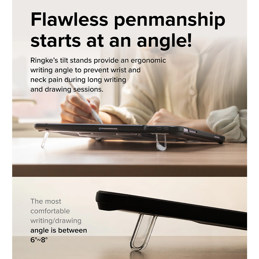 Picture of Apple iPad Air 13 M3 2025 Case | Ringke Fusion Sketch Stand Case Horizontal Vertical Multi Angle Stand Back Drop Protection Case for iPad Air 13" M2 2024 M3 2025 (Black)