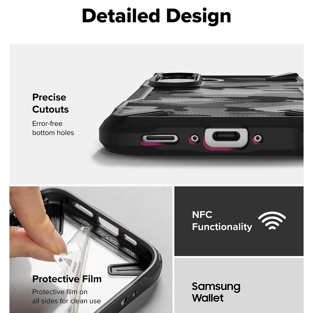 Picture of Samsung Galaxy A36 Case | Ringke Fusion X Bumper Frame Hybrid Protection Case for Samsung Galaxy A36 A56 (Camo Black)