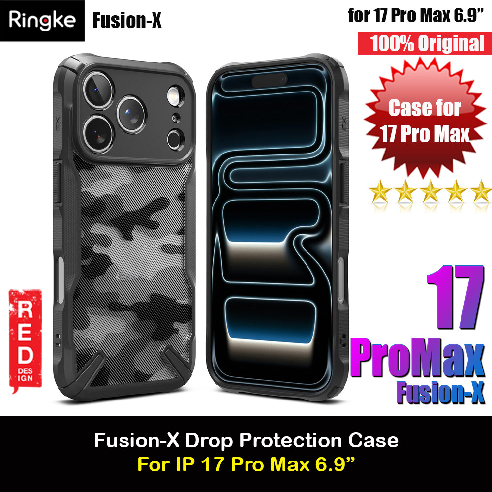 Picture of Ringke Fusion X Rugged Bumper Drop Protection Case for iPhone 17 Pro Max 6.9 (Camo Black) Apple iPhone 17 Pro Max 6.9- Apple iPhone 17 Pro Max 6.9 Cases, Apple iPhone 17 Pro Max 6.9 Covers, iPad Cases and a wide selection of Apple iPhone 17 Pro Max 6.9 Accessories in Malaysia, Sabah, Sarawak and Singapore 