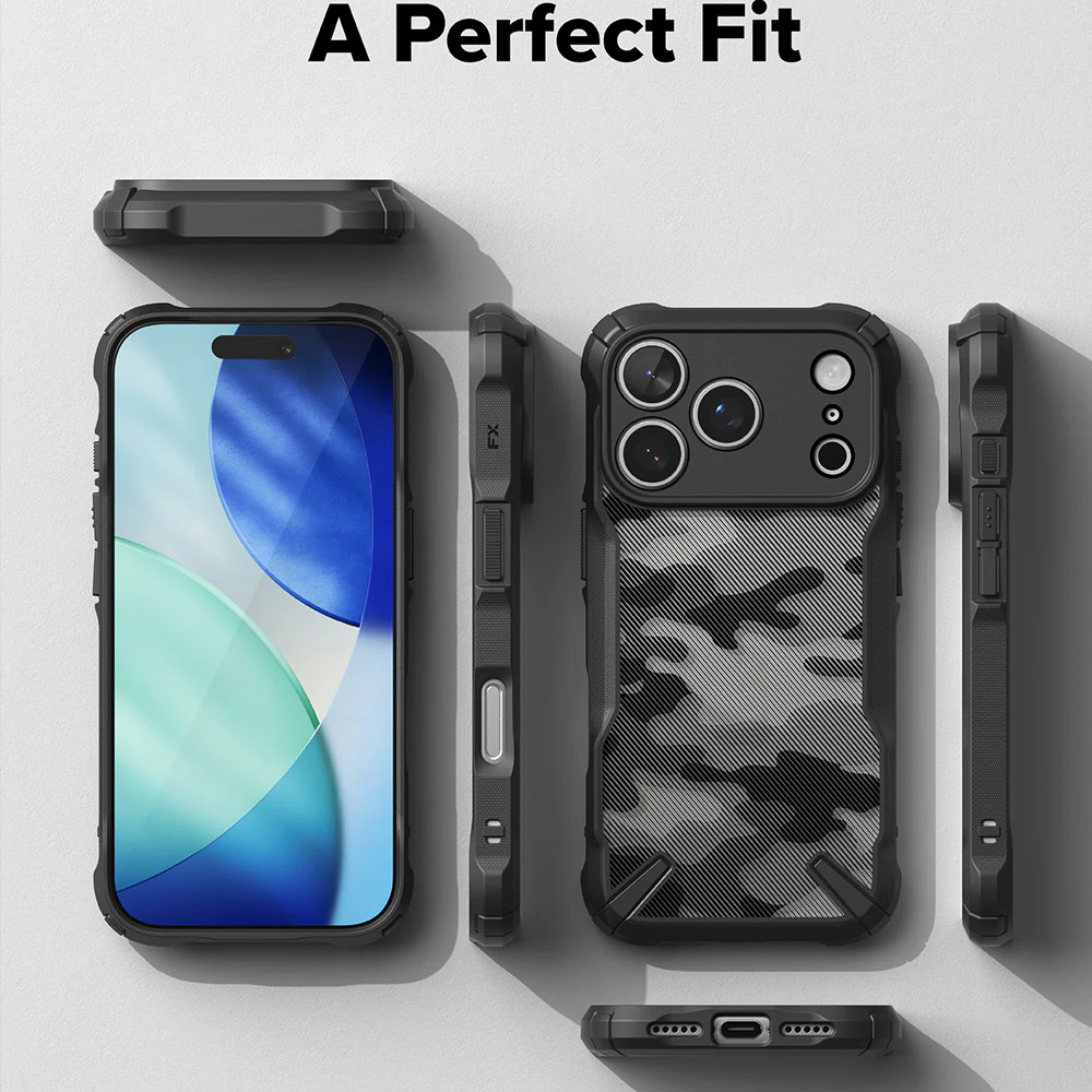 Picture of Apple iPhone 17 Pro 6.3 Case | Ringke Fusion X Rugged Bumper Drop Protection Case for iPhone 17 Pro 6.3 (Camo Black)
