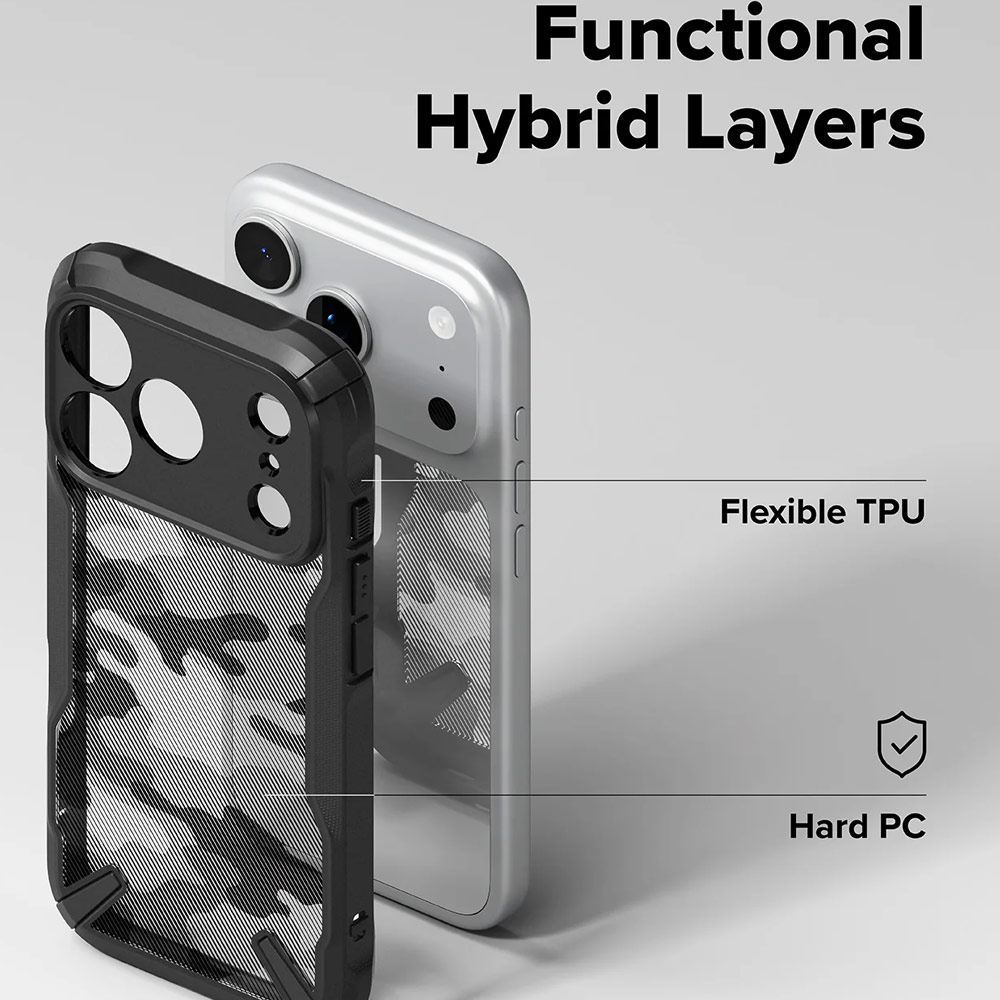 Picture of Apple iPhone 17 Pro 6.3 Case | Ringke Fusion X Rugged Bumper Drop Protection Case for iPhone 17 Pro 6.3 (Camo Black)