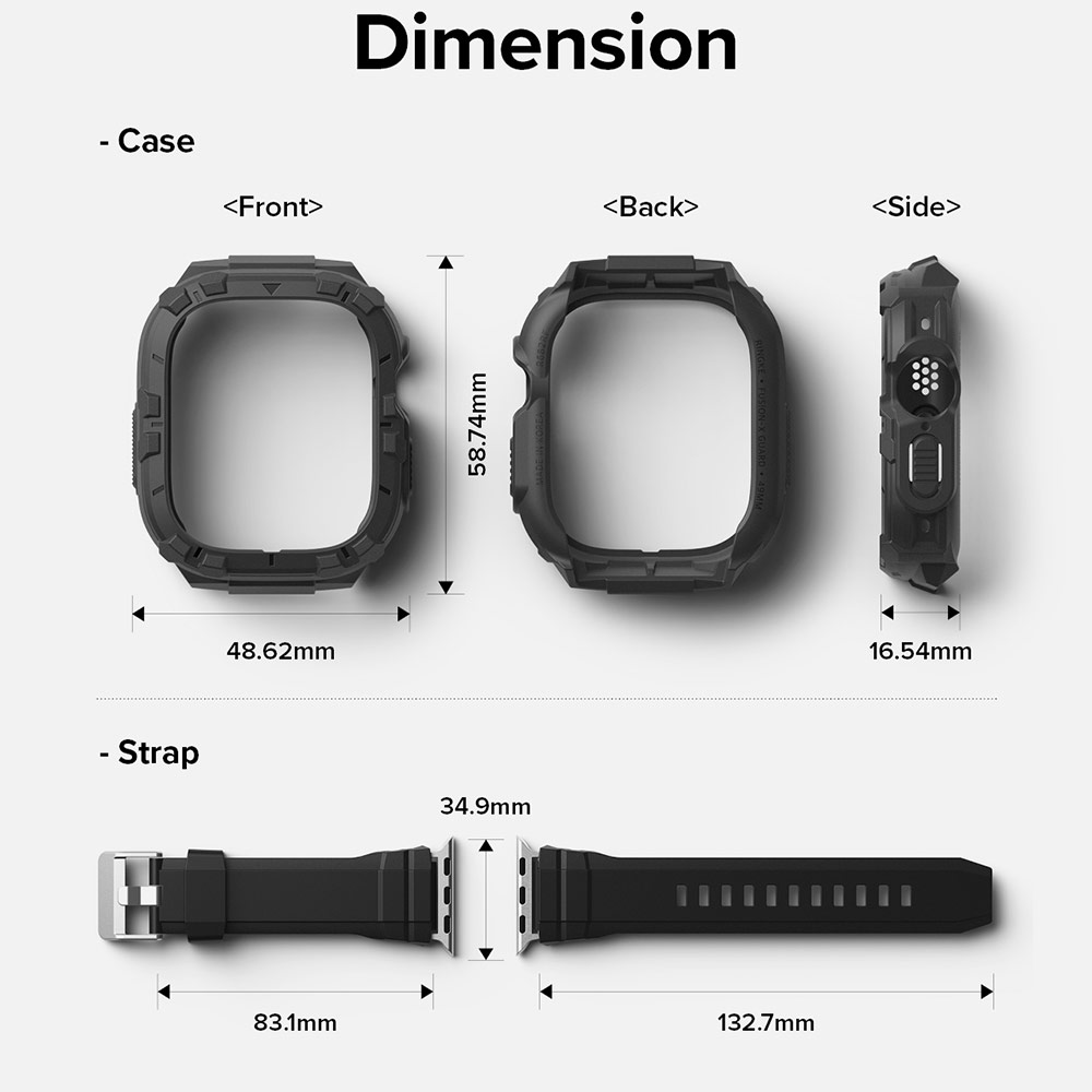 Picture of Apple Watch 49mm Ultra 3 Case | Ringke Fusion X Guard Sporty Case and Strap for Apple Watch Series 8 49mm Ultra Case (Black)